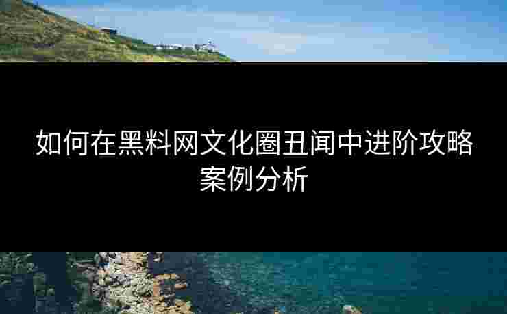 如何在黑料网文化圈丑闻中进阶攻略案例分析